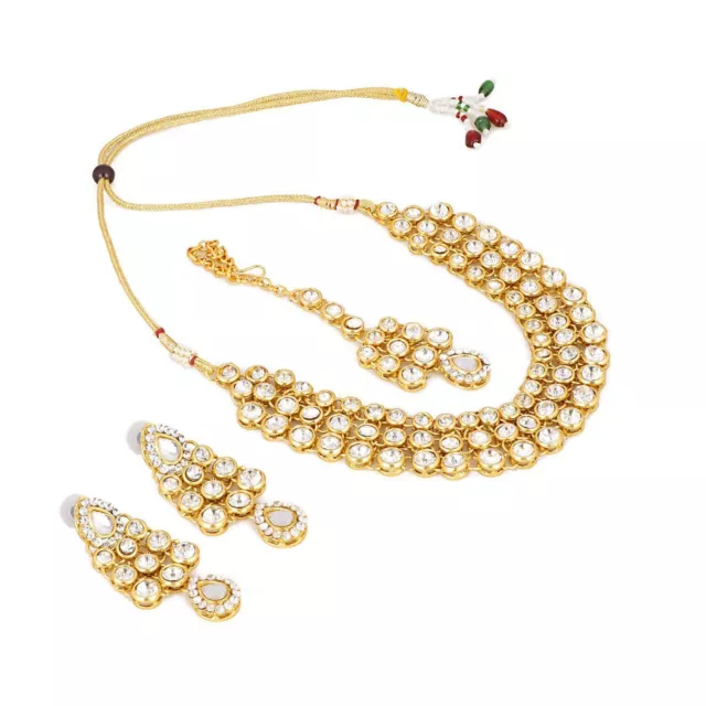 Indian Bollywood Bridal Gold Tone Kundan Choker Collier Set Bijoux en perles