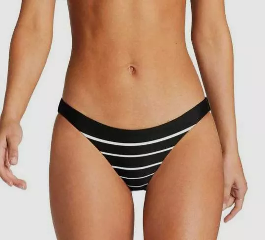 $99 Vitamin A Women's Black Luciana Full Coverage Bikini Bottom Swimwear Sz M/8