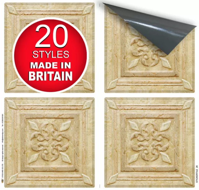 6"x6" Romano | Self Adhesive Wall Tile Stickers For Kitchens & Bathrooms