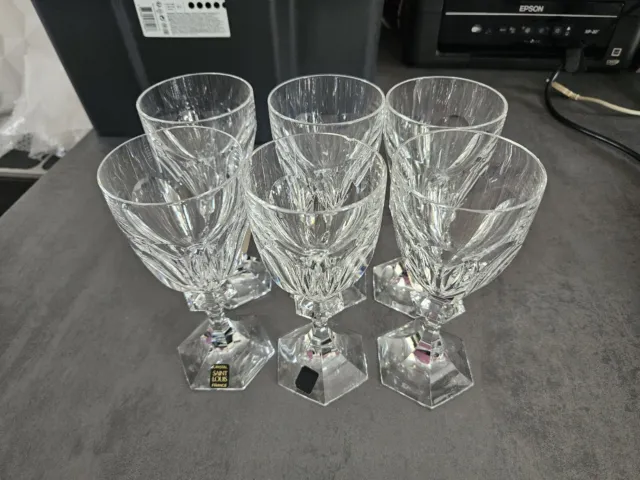 6 verres à eau modèle Chambord en cristal de Saint Louis