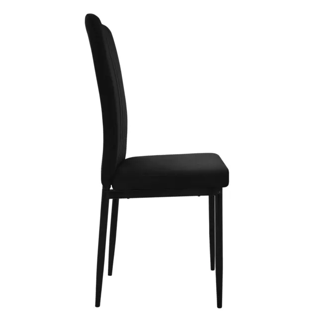 Set 4x sillas de comedor tapizadas de terciopelo negro diseño moderno ergonómico 3