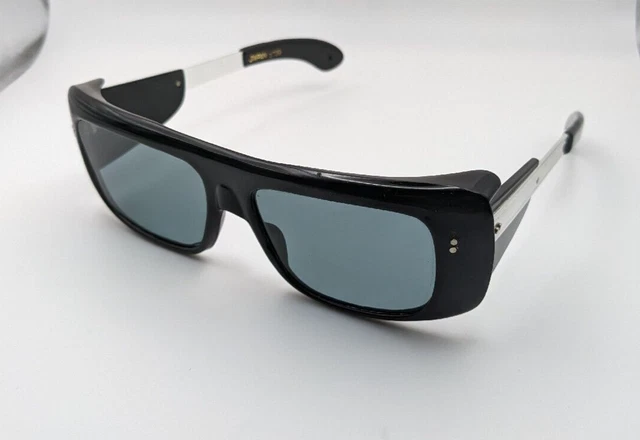 Vtg Mod New Wave POLARIZED FISHERMAN Sunglasses Japan #1739 Black Metal