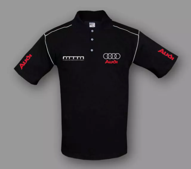 Mens Audi MTM Sport Racing Polo Shirt T-Shirt Apparel Embroidered