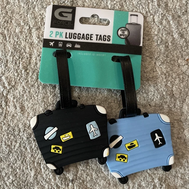 New G Force Set of 2 SUITCASES Durable Rubber Travel Luggage Suit Case ID Tags