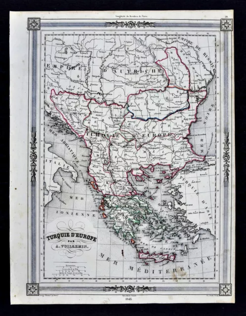 1846 Bocage Vuillemin Atlas Map Turkey Europe Greece Crete Constantinople Athens