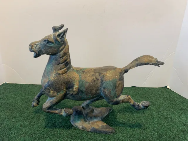 Antique Rare Heavy Cast Iron Galloping Wild Horse