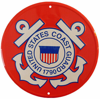 United States Coast Guard 1790 Anchors Red Round 12" Diameter Metal Plate Sign