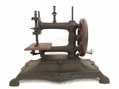 Antique 1880 Miniature Cast Iron Sewing Machine Ornate Fancy Legs & Working