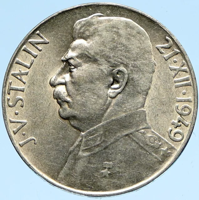 1949 CZECHOSLOVAKIA Josef Stalin Birthday VINTAGE Silver 50 Korun Coin i98900