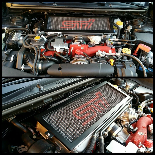 0821 SUBARU WRX STi Intercooler Guard, Gloss Red Logo, OEM TMIC 150.