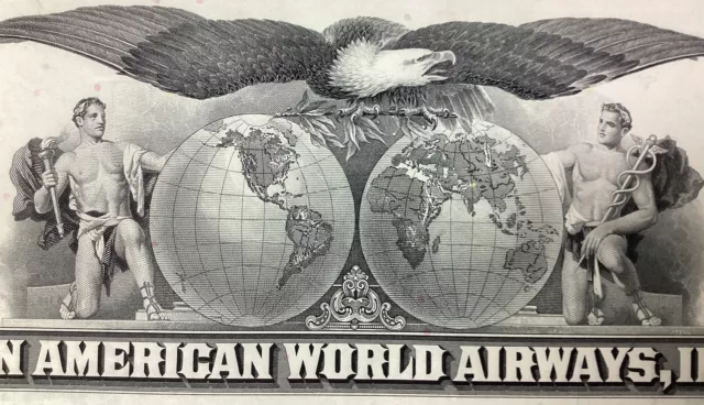Pan Am Airways STOCK CERTIFICATE Original 1971 WALL HANGER Decor Wreford Albany