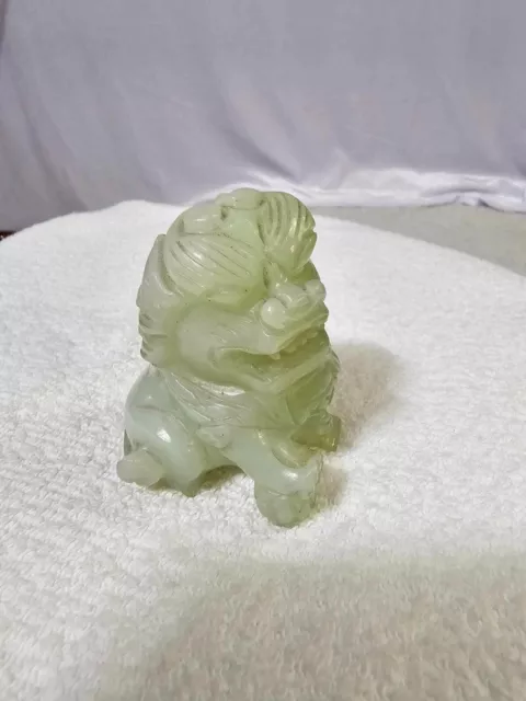 Vtg Chinese Nephrite Celadon Jade Foo Dog Figurine