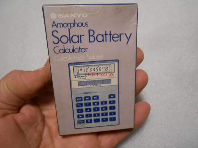 Vintage Sanyo Amorphous Solar Battery Calculator New in Box CX 2610 GR