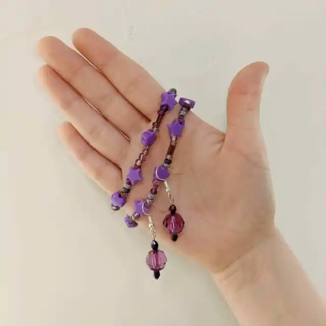Handmade Earrings and Bracelets Purple Set