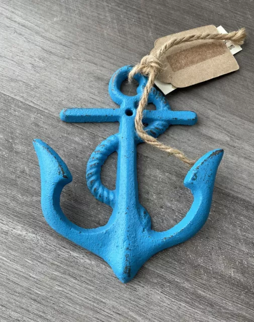 Blue Iron Boat Anchor Towel Hook Hanger Bathroom New Home Decor