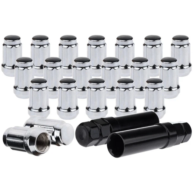 20 Pcs Chrome 12x1.25 6 Splines Drive Lug Nuts+2 Keys Fits Acura Chevrolet Ford