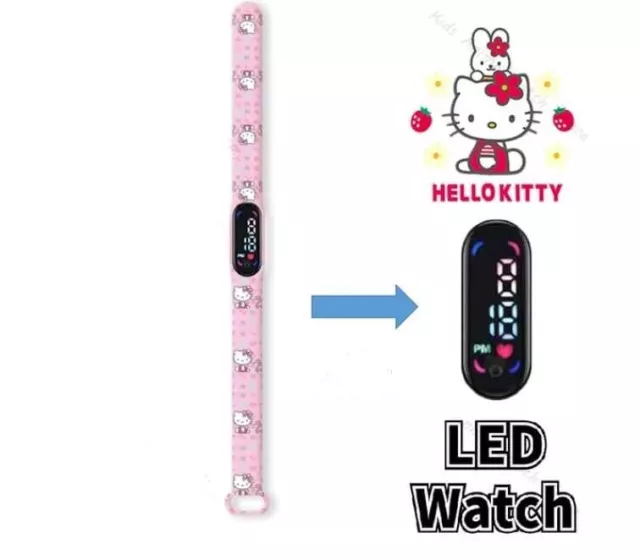 Hello Kitty LED Digital Kinderuhr Kinder Armbanduhr Geschenk Neu Weihnachten