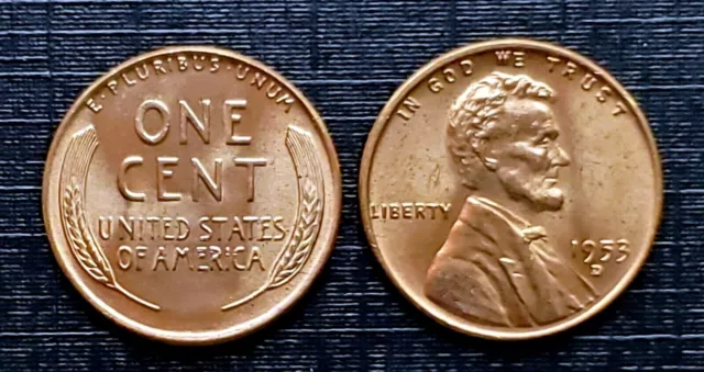 USA United States 1953D BU UNC Uncirculated Lincoln Wheat Penny!!