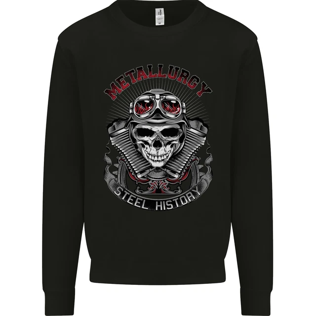 Biker Metallurgy Motorbike Motorcycle Skull Kids Sweatshirt Jumper