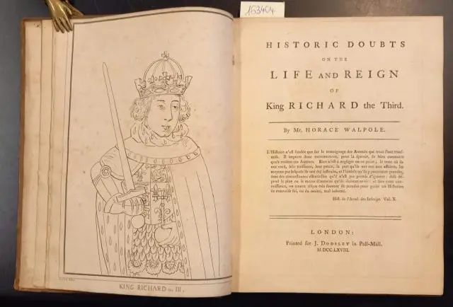 WALPOLE Horatio. HISTORIC DOUBTS ON THE LIFE AND REIGN OF KING RICHARD THE THIRD