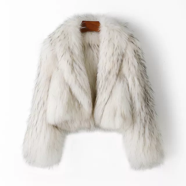 Raccoon Fur Weaving Young Fur Coats Womens Lapel Collar Jacket Short Overcoats