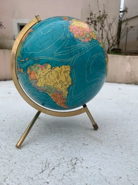 Globe terrestre Mappemonde éclairante vintage années 60 - BOLIS éditeur  Italy
