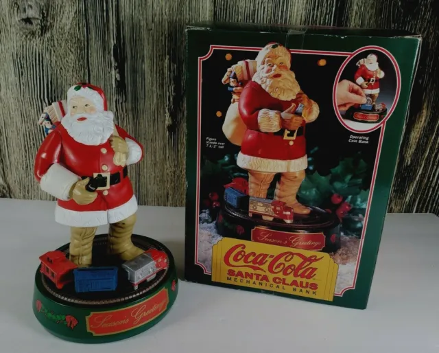 VINTAGE 1993 Coca Cola Santa Claus Mechanical Operating Coin Bank ERTL Die Cast