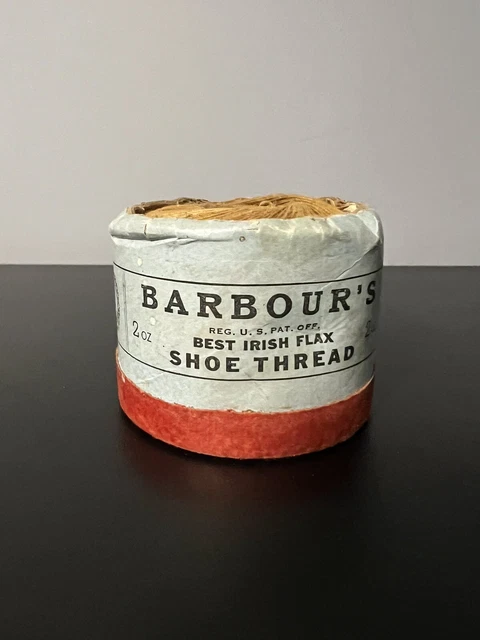 *VINTAGE* BARBOUR'S BEST IRISH FLAX Shoe Thread #3 Original String Holder 2 oz.