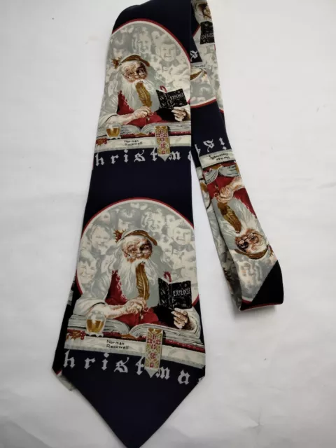 Corbata de Navidad para Hombre Norman Rockwell Papá Noel Expence Acct Sábado por la Noche Post