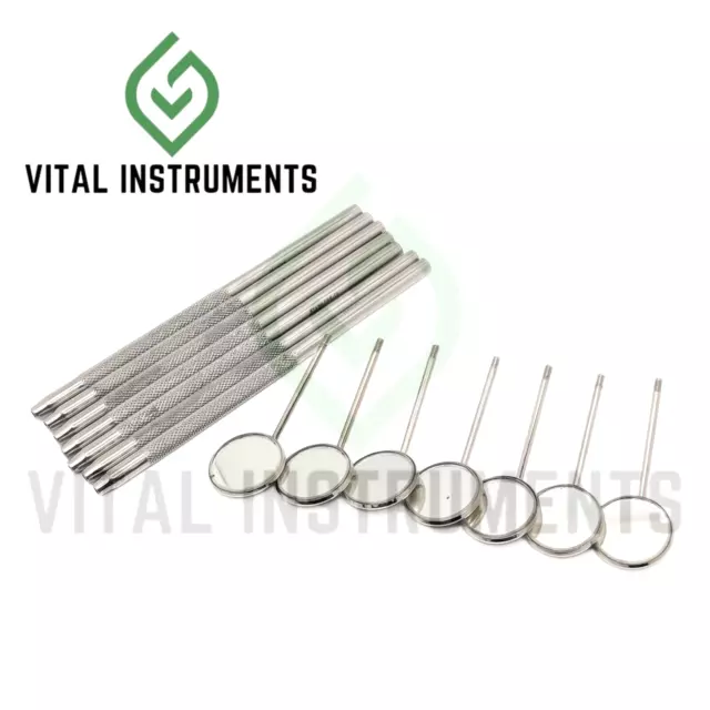 7 Pcs Mouth Mirrors #4 With Single Stem Handles ENT Dental Instruments Stainless