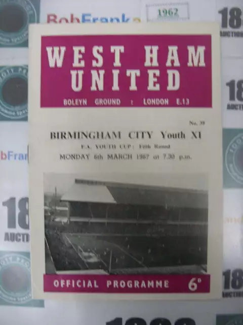 WEST HAM UNITED YOUTH, 1966/1967, a football programme from the fixture versus B