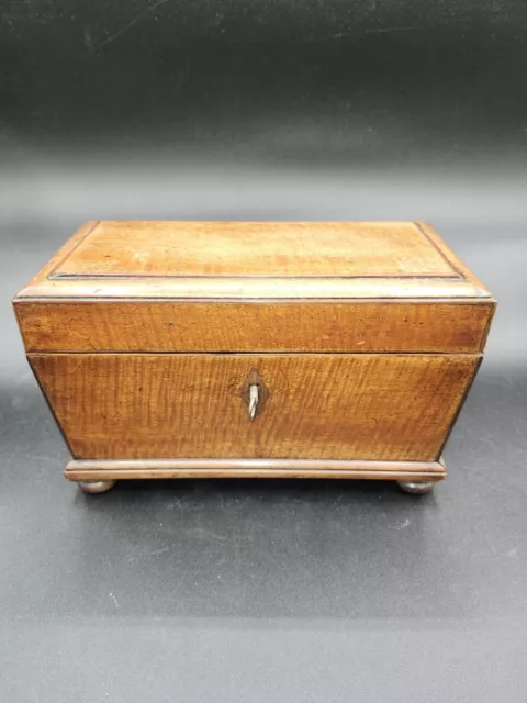 Antique Georgian Or Victorian Mahogany Satinwood Double Tea Caddy Box