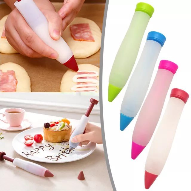 Cream Piping Pens Dessert Cup Cake Decorating Nozzles Pen DIY Cream Squeeze Mold