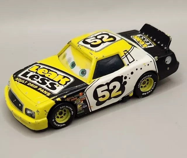 Disney Pixar Cars 1 LEAK LESS CLAUDE SCRUGGS #53 PLASTIC TIRES PISTON CUP