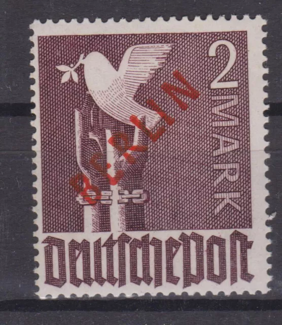 Berlin Nr. 34 postfrisch  2 Mark , zutiefst-geprüft BPP Schlegel, Rotaufdr 1949