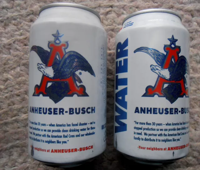 Anheuser Busch Emergency Drinking Water Red Cross Edition Cans OPENED