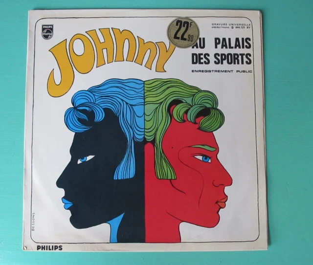 LP Johnny Hallyday ‎–Au palais des sports ( verso blanc - France 1967 )
