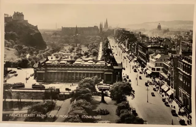 Edinburgh . Princes Street From Scott Monument. Rp. Postcard