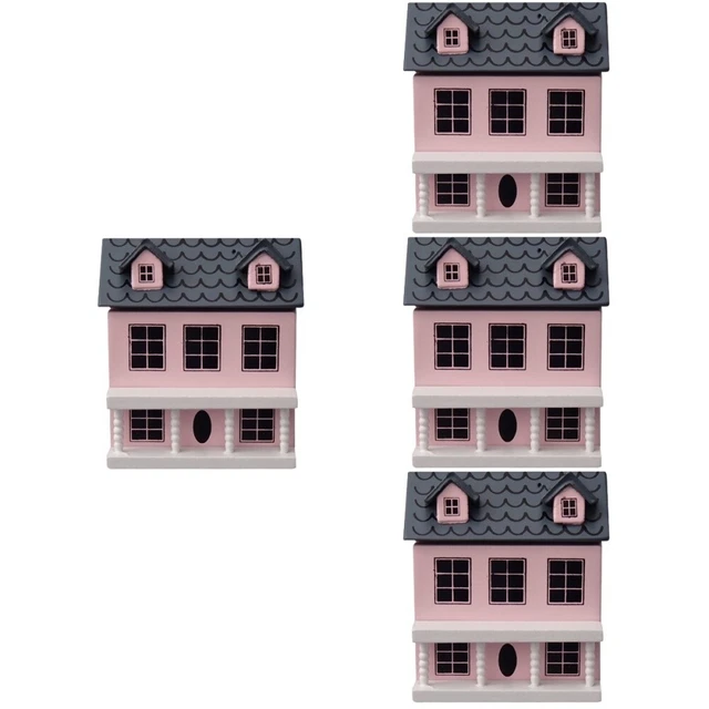 4 Pack Miniature House Model Villa Small House Block Toys Desktop Toys Crafts
