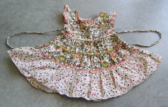 Bebe By Minihaha Baby Girls Stunning Floral Cord Pinafore Dress Sz 00