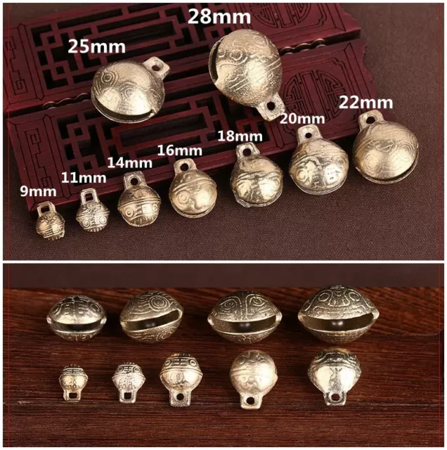 9~28mm Bronze Tibetan Brass Bells Beads Craft Charms Metal Ethnic With Loop New 2