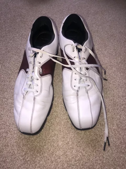 Men's Nike Tiger Woods collection golf shoes size UK 9 white & brown leather