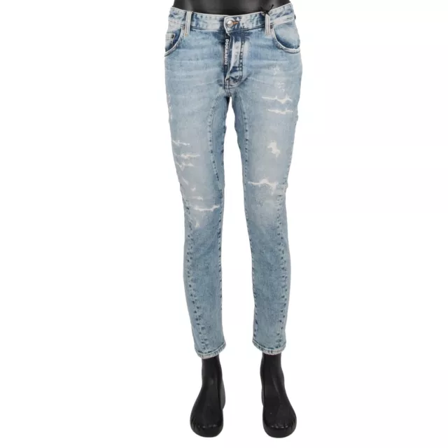 DSQUARED2 Distressed TIDY BIKER JEAN 1964 Logo Jeans Hose Blau 13654