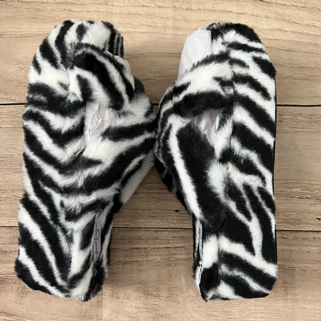 Jessica Simpson Womens sz 8M TALULLA Black White Slide Sandals Loungewear, Home