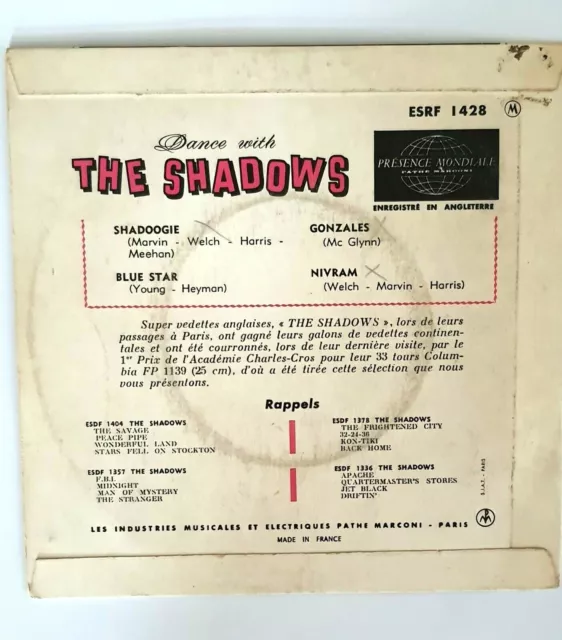 Dance With The Shadows  Vinyl, 7", 45 RPM, EP GONZALES NIVRAM ERROR IMP FACE  A 2