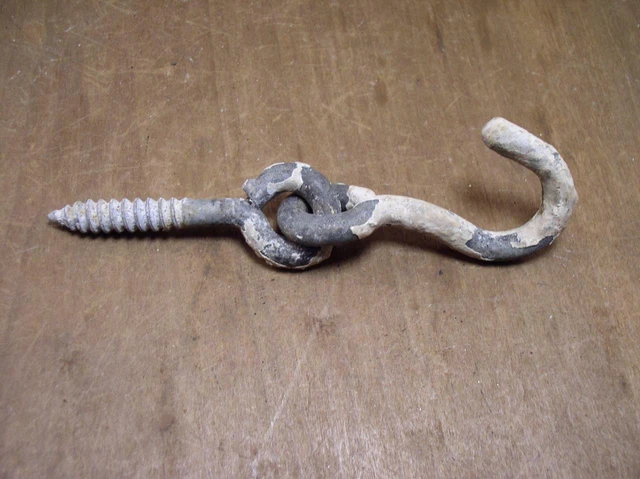 Old Plant Hook bird cage ring hanger vintage barn find rustic cast iron support