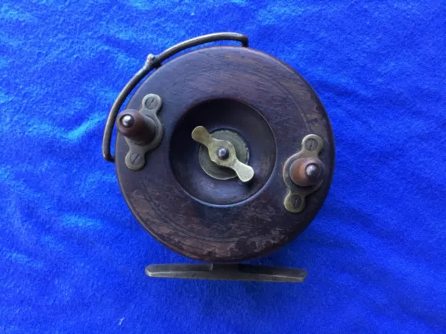 RARE VINTAGE AUSTRALIAN Timber & Brass small fishing reel, 3 inches across,  $49.99 - PicClick AU