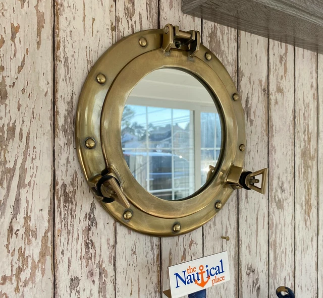 11 Latón Antiguo Acabado Portilla Espejo Náutico Marítimo Pared Decor Ventana