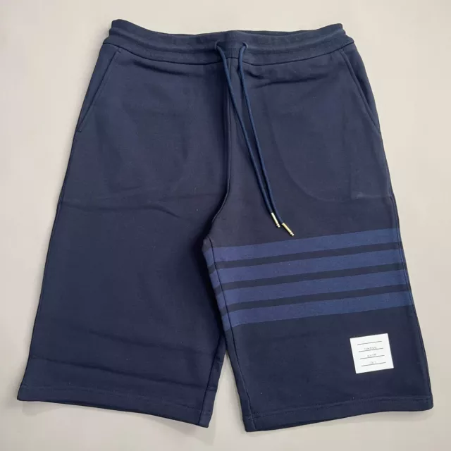 THOM BROWNE Classic Sweat Shorts in Tonal 4 Bar Loop Back Navy Size 3 (New)