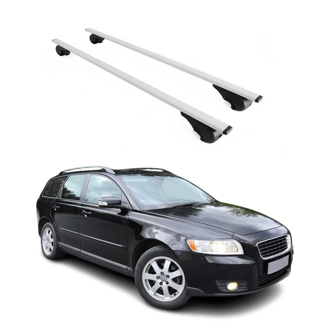 Barres De Toit Transversales Pour Volvo V50 2005-2011 - 2 Barres Argent - Charge 100 Kg